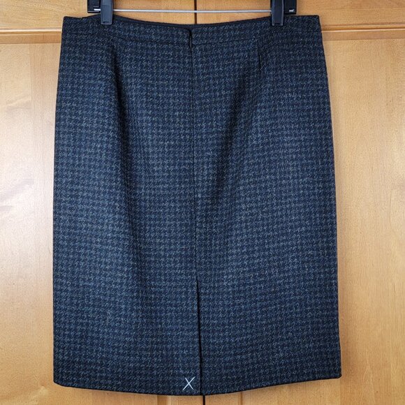 NWT J. Crew Black/Grey Wool Houndstooth Lined Pencil Skirt - 12 - Picture 2 of 7